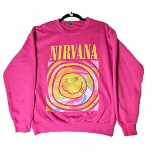 Nirvana crewneck sweatshirt pink smile smiley face